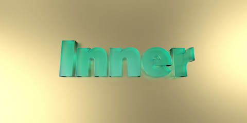 Inner - colorful glass text on vibrant background - 3D rendered royalty free stock image.