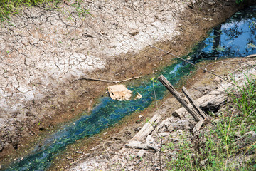 canal with low water level Because of the drought