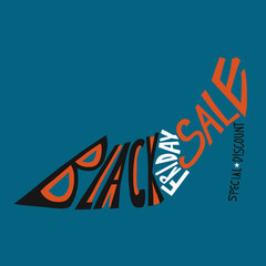 Black friday sale word illustration in high heels shape on dark blue background