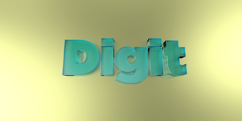 Digit - colorful glass text on vibrant background - 3D rendered royalty free stock image.