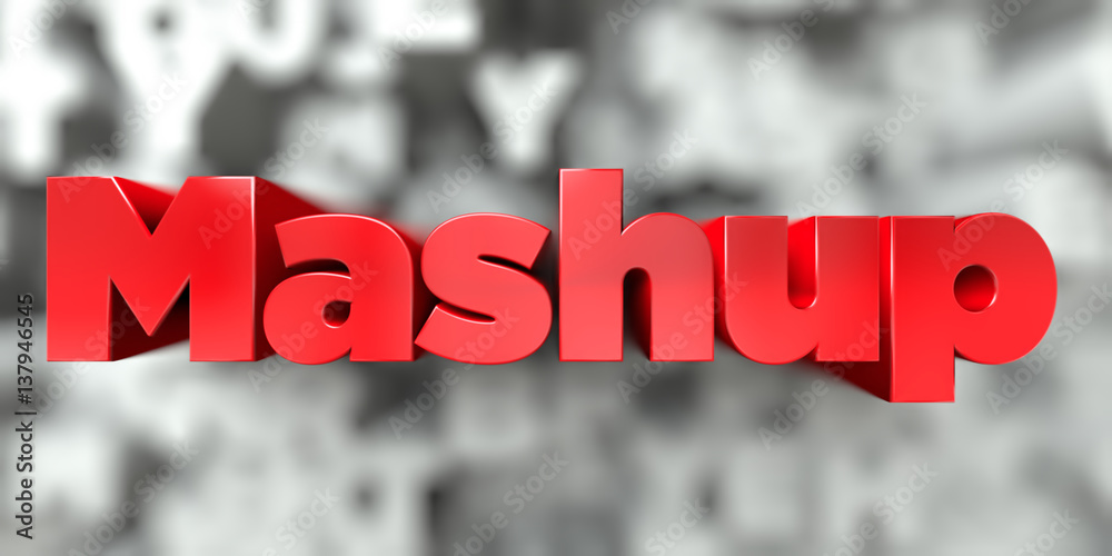 Fototapete mashup - red text on typography background - 3d rendered royalty free stock image. this image can be