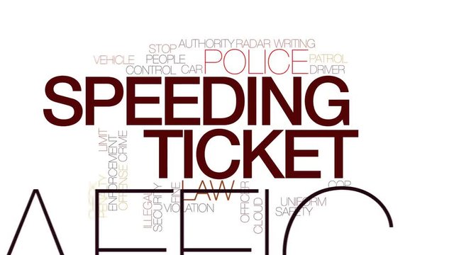 Speeding ticket animated word cloud, text design animation. Kinetic typography.