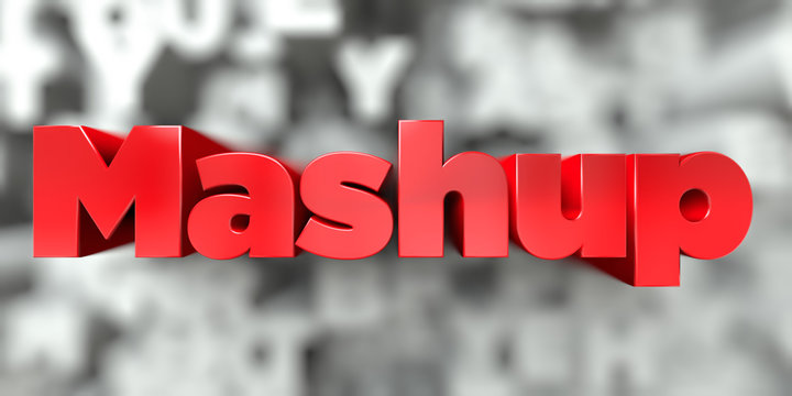 Mashup -  Red text on typography background - 3D rendered royalty free stock image. This image can be used for an online website banner ad or a print postcard.