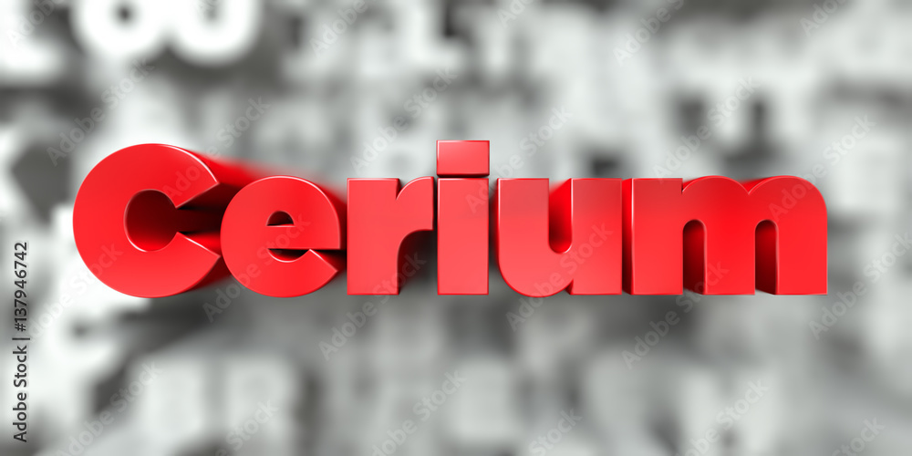 Fototapete Cerium -  Red text on typography background - 3D rendered royalty free stock image. This image can be used for an online website banner ad or a print postcard.