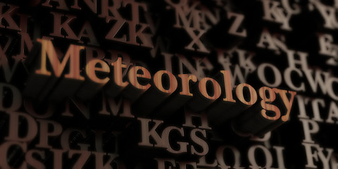 meteorology - Wooden 3D rendered letters/message.  Can be used for an online banner ad or a print postcard.