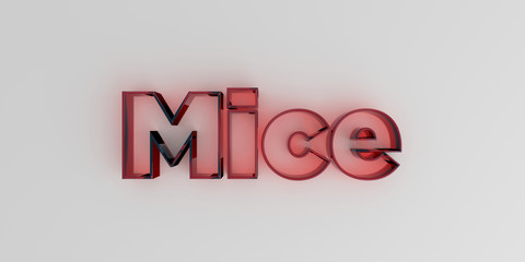 Mice - Red glass text on white background - 3D rendered royalty free stock image.