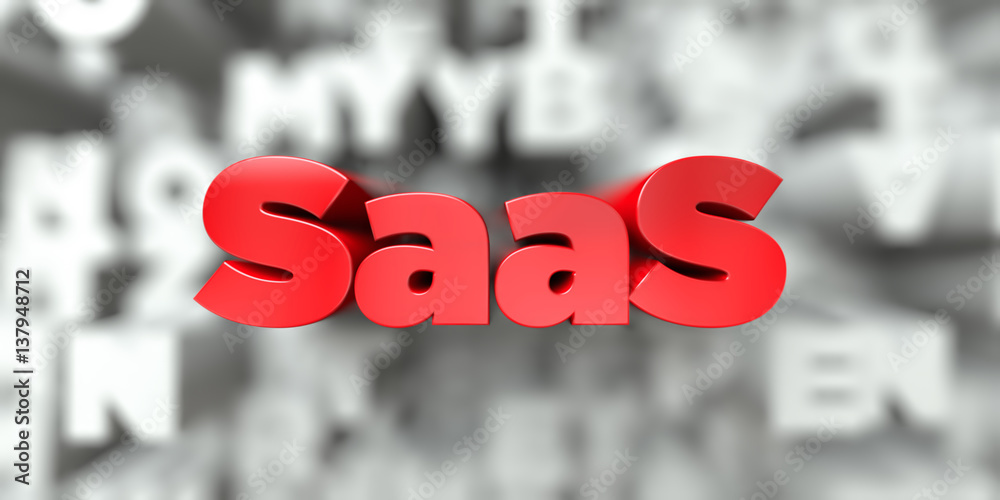 Fototapete saas - red text on typography background - 3d rendered royalty free stock image. this image can be u