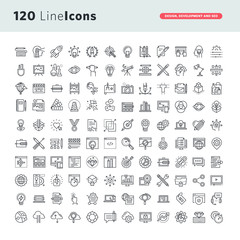 Simple IconsSet of premium vector thin line icons for graphic design, website design and development, app development, seo.