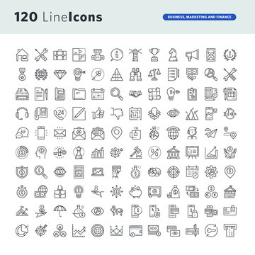 Set of premium concept icons for business, marketing and finance. Thin line vector icons for website design and development, app development, business and marketing presentation and print material.