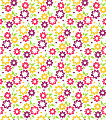 Bright Abstract Seamless Pattern with Flowers