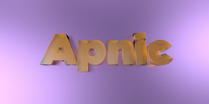 Apnic - colorful glass text on vibrant background - 3D rendered royalty free stock image.