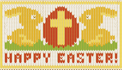 Fototapeta na wymiar Happy easter knitted card, vector illustration