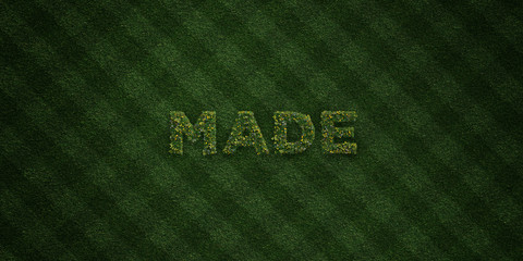 MADE - fresh Grass letters with flowers and dandelions - 3D rendered royalty free stock image. Can be used for online banner ads and direct mailers..