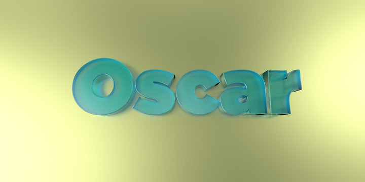 Oscar - colorful glass text on vibrant background - 3D rendered royalty free stock image.