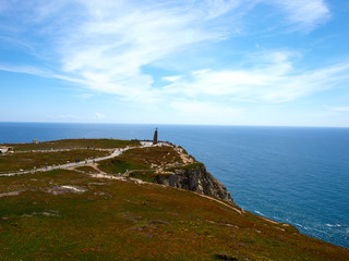 Cabo da Roca cape with blue ocean and sky in Portugal 青空のロカ岬