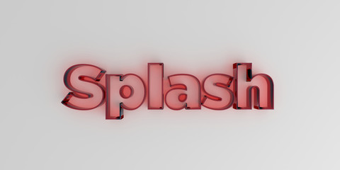 Splash - Red glass text on white background - 3D rendered royalty free stock image.