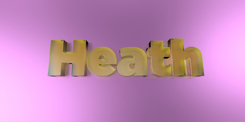 Heath - colorful glass text on vibrant background - 3D rendered royalty free stock image.