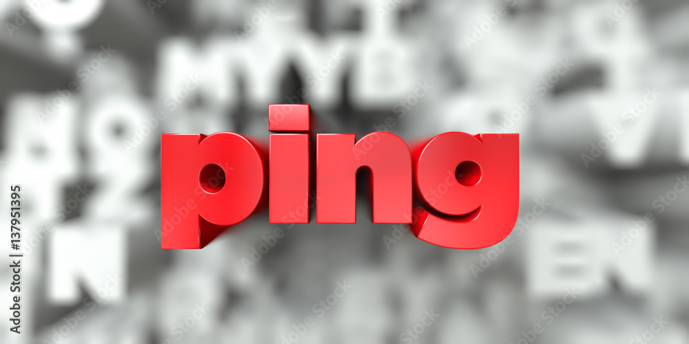 Fototapete ping - red text on typography background - 3d rendered royalty free stock image. this image can be u