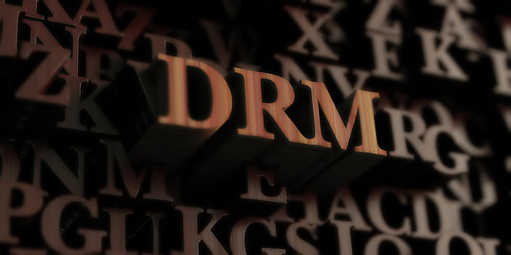 DRM - Wooden 3D rendered letters/message.  Can be used for an online banner ad or a print postcard.