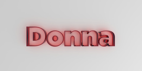 Donna - Red glass text on white background - 3D rendered royalty free stock image.