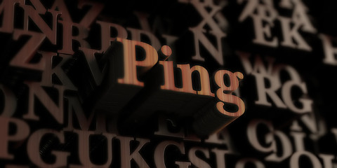 ping - Wooden 3D rendered letters/message.  Can be used for an online banner ad or a print postcard. © Chris Titze Imaging