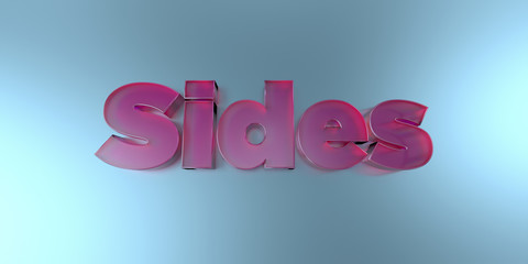 Naklejka premium Sides - colorful glass text on vibrant background - 3D rendered royalty free stock image.