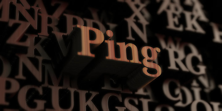 ping - Wooden 3D rendered letters/message.  Can be used for an online banner ad or a print postcard.