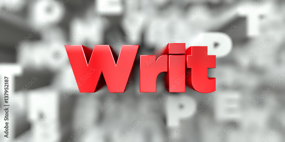 Fototapete writ - red text on typography background - 3d rendered royalty free stock image. this image can be u