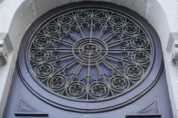 Close-Up of rosacea window on wall