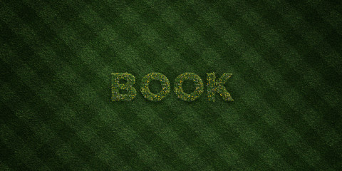 BOOK - fresh Grass letters with flowers and dandelions - 3D rendered royalty free stock image. Can be used for online banner ads and direct mailers..