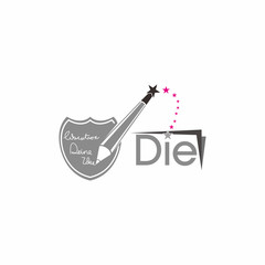 pencil magic, magic stick, star logo vector