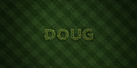 DOUG - fresh Grass letters with flowers and dandelions - 3D rendered royalty free stock image. Can be used for online banner ads and direct mailers..