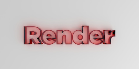 Render - Red glass text on white background - 3D rendered royalty free stock image.