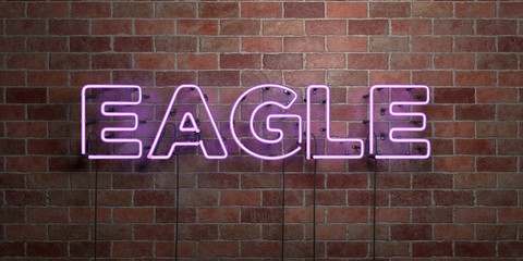 EAGLE - fluorescent Neon tube Sign on brickwork - Front view - 3D rendered royalty free stock picture. Can be used for online banner ads and direct mailers..