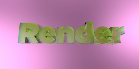 Render - colorful glass text on vibrant background - 3D rendered royalty free stock image.