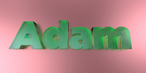 Adam - colorful glass text on vibrant background - 3D rendered royalty free stock image.