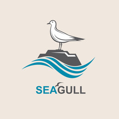 Obraz premium seagull icon with sea waves