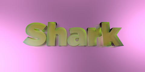 Shark - colorful glass text on vibrant background - 3D rendered royalty free stock image.