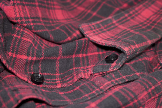 Red plaid flannel fabric cloth