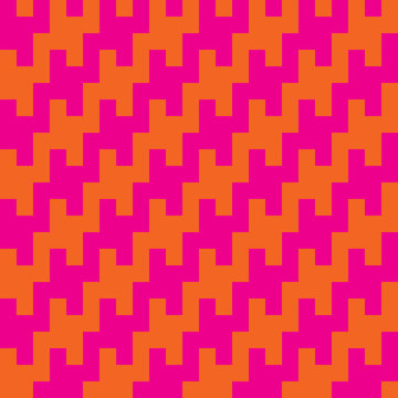 Houndstooth Pattern in Pink and Orange