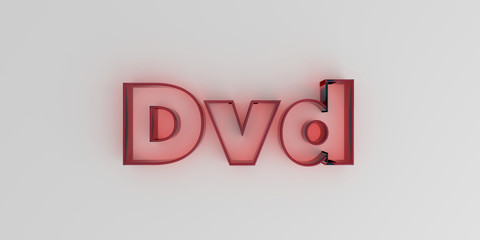 Dvd - Red glass text on white background - 3D rendered royalty free stock image.