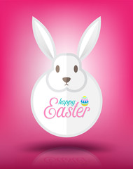 Colorful Happy Easter greeting card with rabbit