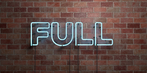 Obraz premium FULL - fluorescent Neon tube Sign on brickwork - Front view - 3D rendered royalty free stock picture. Can be used for online banner ads and direct mailers..