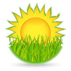 Sun and grass. icon