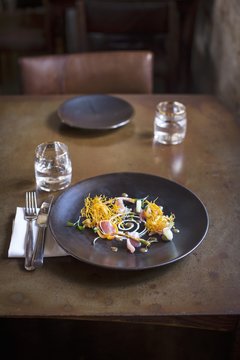 Pickled fish on a restaurant table