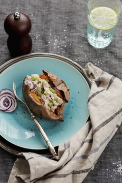 Sweet potatoes with a tuna filling