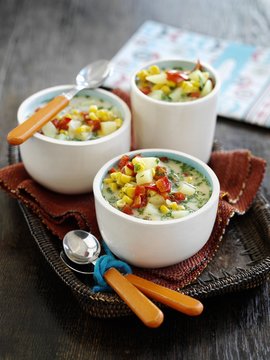 Corn chowder with coriander