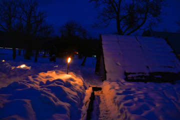 Winterwald am Abend Kerzenschein