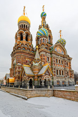 Fototapeta na wymiar Church of the Savior on Spilled Blood in St. Petersburg in the winter