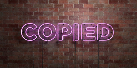 COPIED - fluorescent Neon tube Sign on brickwork - Front view - 3D rendered royalty free stock picture. Can be used for online banner ads and direct mailers..